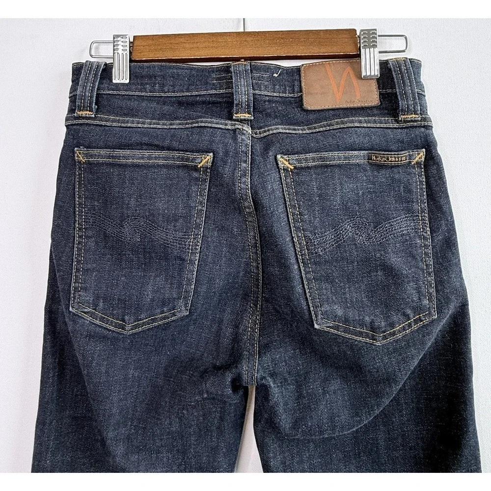 Nudie Jeans Co Mens 28x32 Dark Wash High Kai Skinny Stretch Denim Organic Cotton
